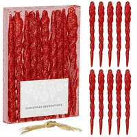 Ornement Cônes rouges tournés en plastique 10 pièces Ggedrehte