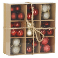 Boules de Noël brillantes en verre 3 cm 54 pièces boules rouges