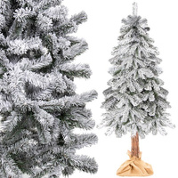 Sapin de Noël artificiel avec tronc naturel et neige artificielle 160 cm, sapin de Noël blanc