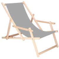 Chaise longue en bois de hêtre avec accoudoirs gris