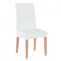 Housse de chaise extensible version courte pour chaise de salle à manger en blanc