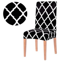 Housse de chaise courte universelle extensible noir avec motif