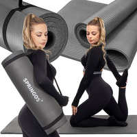 Tapis de yoga avec sangle de transport antidérapant 60 x 180 x 1,5 cm gris