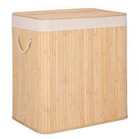 Panier à linge en bambou à 3 compartiments avec couvercle 150 L pliable