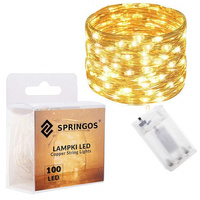 Guirlande lumineuse filaire avec 100 LED Longueur 10 m fonctionne sur piles Intérieur
