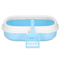 Litière pour chat avec pelle à litière sans couvercle avec rebord bleu