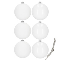 Boules de Noël blanches 6 pièces par paquet Diamètre 10 cm