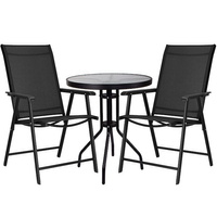 Ensemble de meubles de jardin Table et 2 chaises Balcon Patio Terrasse noir