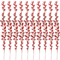 Dekozweig tiges de baies rouges pour décoration de sapin de Noël 1,5 m 10 pièces