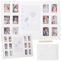 Cadre photo empreinte de pied empreinte de main 12 photos Pâte à modeler Rouleau en bois