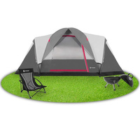 Tente de camping pour 6 personnes avec 1 chambre de couchage grise