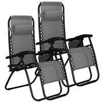 Chaises de jardin inclinables avec repose-tête, table d'appoint et sac suspendu, ensemble de 2