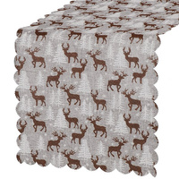 Tapis de table, Noël, rouge, avec flocons de neige, 36x180 cm