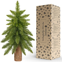 Sapin de Noël artificiel vert avec véritable tronc 90 cm