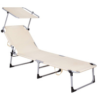 Chaise longue pliante à trois pieds avec auvent et fonction valise, sable