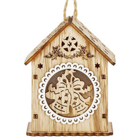 Décoration de sapin de Noël Maison en bois 6,5 x 9 cm illuminée