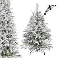 Sapin de Noël artificiel premium 120 cm épicéa du Caucase enneigé comme vivant, moderne, avec support