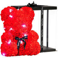 Ours en rose avec guirlande lumineuse LED dans une boîte cadeau pour la Saint-Valentin Lumière blanche froide