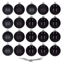 Boule de Noël, 20 pièces, diamètre 4 cm, noir