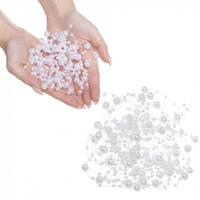 Guirlande perlée, 5 m, collier de perles décoratif blanc