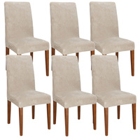Housses de chaise version courte Velours 6 pièces beige