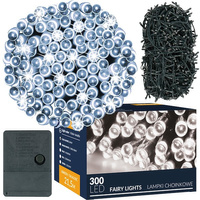 Chaîne de lumières intérieure avec diodes blanches froides 300 LEDs 8 modes 21,5 m IP20
