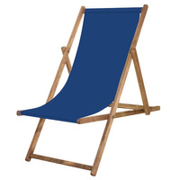 Chaise longue, chaise longue, bleu foncé, cadre en bois massif
