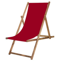 Chaise longue en bois massif pour jardin, cadre imprégné rouge vin