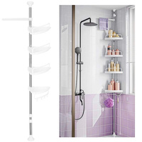 Étagère d'angle télescopique pour salle de bain réglable en hauteur 2,54 - 3,2 m