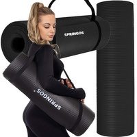 Tapis de yoga avec sangle de transport, 183 x 61 cm, noir