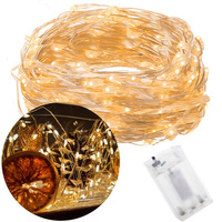 Guirlande lumineuse à fil avec 50 LEDs blanc chaud à piles pour intérieur 5 m
