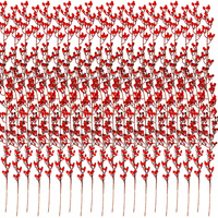 20 branches décoratifs avec tiges de baies rouges pour décorer le sapin de Noël 1,5 m