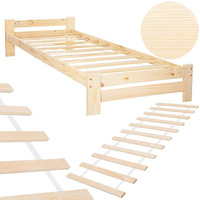 Lit simple avec sommier Cadre de lit en bois avec tête de lit 90 x 200 cm en pin