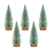 Mini sapins de Noël 5 pièces artificiels avec vrai tronc d'arbre 25 cm