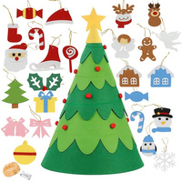 Sapin de Noël en feutre DIY 29 ornements amovibles Guirlande lumineuse LED