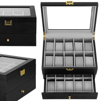 Coffret à montres en bois avec tiroir, 20 montres, fenêtre transparente