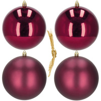 Boules de Noël en plastique d'un diamètre de 12 cm, 4 pièces, rouge