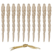 Décoration de sapin de Noël, Icicles torsadés, couleur or, lot de 10
