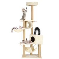 Arbre à chat avec hamac plateformes maison pour chats arche pour chats 154 cm crème