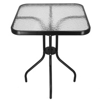 Table de jardin avec plateau en verre Table de balcon carrée 60 x 60 x 80 cm noir