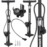 Pompe à main pour vélo avec manomètre Pompe à air jusqu'à 11 bar 160 PSI Double tête de valve