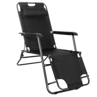 Chaise de jardin avec appui-tête, accoudoirs et repose-pieds 60 x 120 x 85 cm noir