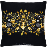 Housse de coussin, dimensions 40x40cm, noir avec estampage doré