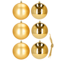 Boules de Noël en plastique 6 pièces par paquet Diamètre 10 cm Or