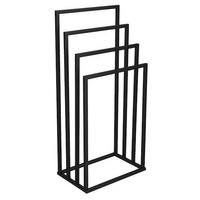 Porte-serviettes avec 4 barres en métal de 96 cm de hauteur en noir