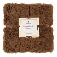 Couverture douillette pour la maison 200 x 220 cm marron double face en fausse fourrure