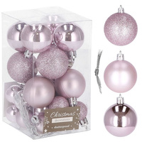 Boules de Noël, 25 pièces, rose, incassables