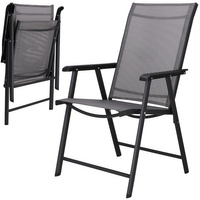 Chaises de jardin pliantes avec accoudoirs 2 pièces gris