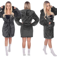 Peignoir pour femmes L/XL avec poches et capuche Anthracite