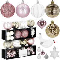 Boules de Noël en plastique 38 pièces rose doré